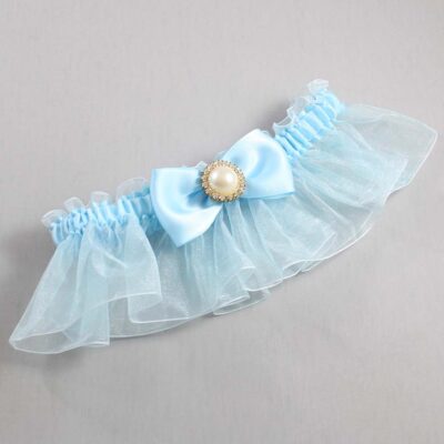 Alice Blue and Light-Blue Organza Wedding Garter / Solid Blue Wedding Garters / Wedding Garter / Custom Wedding Garter / Bridal Garter / Prom Garter / Linda Joyce Couture / Personalized Garter / Personalized Wedding Garter / Personalized Prom Garter