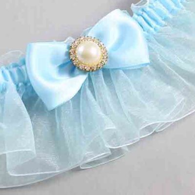 Alice Blue and Light-Blue Organza Wedding Garter / Solid Blue Wedding Garters / Wedding Garter / Custom Wedding Garter / Bridal Garter / Prom Garter / Linda Joyce Couture / Personalized Garter / Personalized Wedding Garter / Personalized Prom Garter