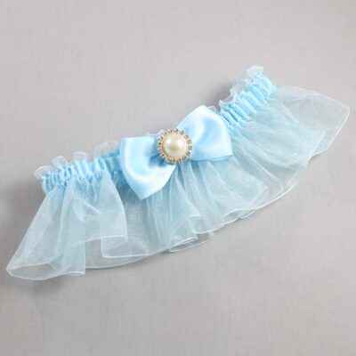 Alice Blue and Light-Blue Organza Wedding Garter / Solid Blue Wedding Garters / Wedding Garter / Custom Wedding Garter / Bridal Garter / Prom Garter / Linda Joyce Couture / Personalized Garter / Personalized Wedding Garter / Personalized Prom Garter