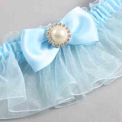 Alice Blue and Light-Blue Organza Wedding Garter / Solid Blue Wedding Garters / Wedding Garter / Custom Wedding Garter / Bridal Garter / Prom Garter / Linda Joyce Couture / Personalized Garter / Personalized Wedding Garter / Personalized Prom Garter