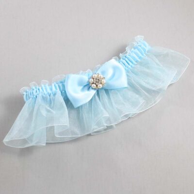 Alice Blue and Light-Blue Organza Wedding Garter / Solid Blue Wedding Garters / Wedding Garter / Custom Wedding Garter / Bridal Garter / Prom Garter / Linda Joyce Couture / Personalized Garter / Personalized Wedding Garter / Personalized Prom Garter