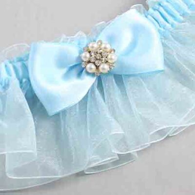 Alice Blue and Light-Blue Organza Wedding Garter / Solid Blue Wedding Garters / Wedding Garter / Custom Wedding Garter / Bridal Garter / Prom Garter / Linda Joyce Couture / Personalized Garter / Personalized Wedding Garter / Personalized Prom Garter