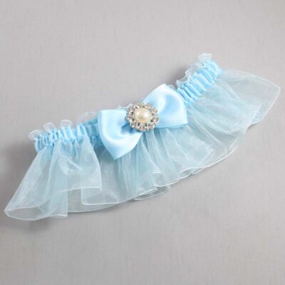 Alice Blue and Light-Blue Organza Wedding Garter / Solid Blue Wedding Garters / Wedding Garter / Custom Wedding Garter / Bridal Garter / Prom Garter / Linda Joyce Couture / Personalized Garter / Personalized Wedding Garter / Personalized Prom Garter