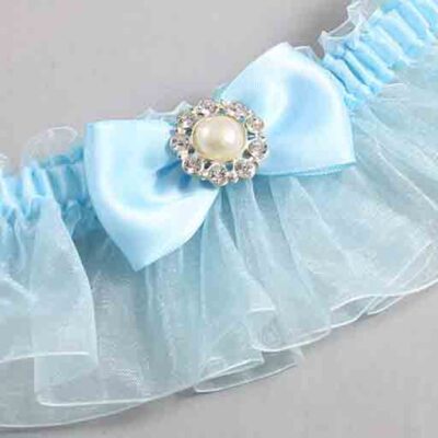 Alice Blue and Light-Blue Organza Wedding Garter / Solid Blue Wedding Garters / Wedding Garter / Custom Wedding Garter / Bridal Garter / Prom Garter / Linda Joyce Couture / Personalized Garter / Personalized Wedding Garter / Personalized Prom Garter