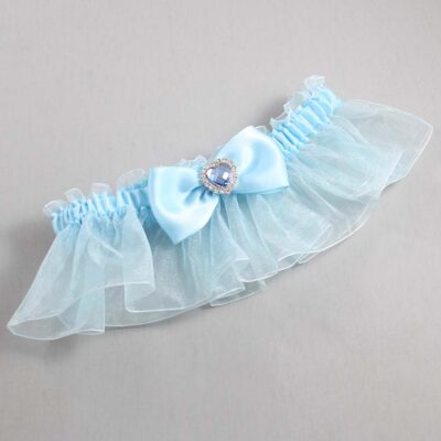 Alice Blue and Light-Blue Organza Wedding Garter / Solid Blue Wedding Garters / Wedding Garter / Custom Wedding Garter / Bridal Garter / Prom Garter / Linda Joyce Couture / Personalized Garter / Personalized Wedding Garter / Personalized Prom Garter