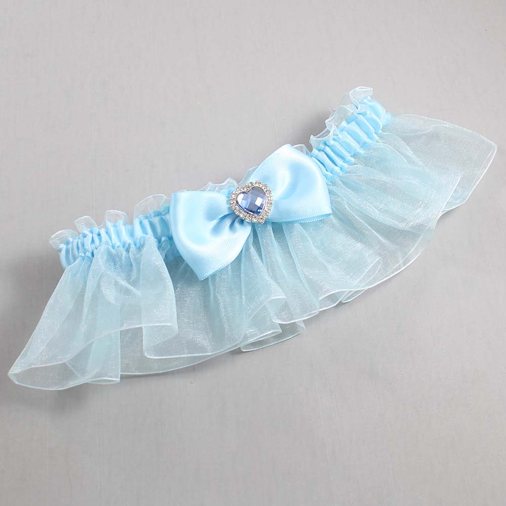 Alice Blue and Light-Blue Organza Wedding Garter / Solid Blue Wedding Garters / Wedding Garter / Custom Wedding Garter / Bridal Garter / Prom Garter / Linda Joyce Couture / Personalized Garter / Personalized Wedding Garter / Personalized Prom Garter