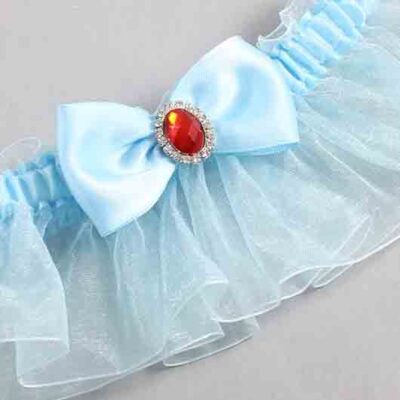 Alice Blue and Light-Blue Organza Wedding Garter / Solid Blue Wedding Garters / Wedding Garter / Custom Wedding Garter / Bridal Garter / Prom Garter / Linda Joyce Couture / Personalized Garter / Personalized Wedding Garter / Personalized Prom Garter