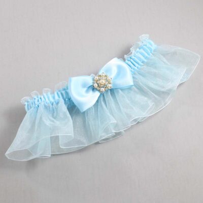 Alice Blue and Light-Blue Organza Wedding Garter / Solid Blue Wedding Garters / Wedding Garter / Custom Wedding Garter / Bridal Garter / Prom Garter / Linda Joyce Couture / Personalized Garter / Personalized Wedding Garter / Personalized Prom Garter
