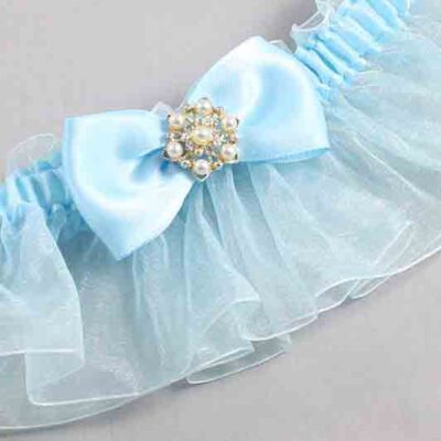 Alice Blue and Light-Blue Organza Wedding Garter / Solid Blue Wedding Garters / Wedding Garter / Custom Wedding Garter / Bridal Garter / Prom Garter / Linda Joyce Couture / Personalized Garter / Personalized Wedding Garter / Personalized Prom Garter