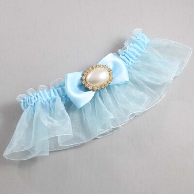 Alice Blue and Light-Blue Organza Wedding Garter / Solid Blue Wedding Garters / Wedding Garter / Custom Wedding Garter / Bridal Garter / Prom Garter / Linda Joyce Couture / Personalized Garter / Personalized Wedding Garter / Personalized Prom Garter