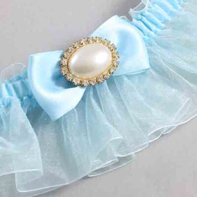Alice Blue and Light-Blue Organza Wedding Garter / Solid Blue Wedding Garters / Wedding Garter / Custom Wedding Garter / Bridal Garter / Prom Garter / Linda Joyce Couture / Personalized Garter / Personalized Wedding Garter / Personalized Prom Garter