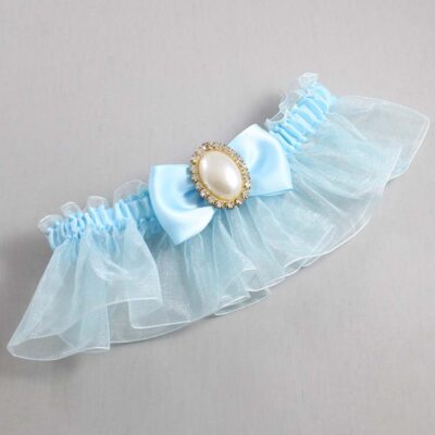 Alice Blue and Light-Blue Organza Wedding Garter / Solid Blue Wedding Garters / Wedding Garter / Custom Wedding Garter / Bridal Garter / Prom Garter / Linda Joyce Couture / Personalized Garter / Personalized Wedding Garter / Personalized Prom Garter