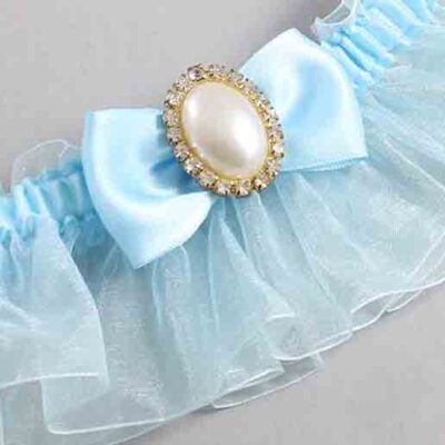 Alice Blue and Light-Blue Organza Wedding Garter / Solid Blue Wedding Garters / Wedding Garter / Custom Wedding Garter / Bridal Garter / Prom Garter / Linda Joyce Couture / Personalized Garter / Personalized Wedding Garter / Personalized Prom Garter