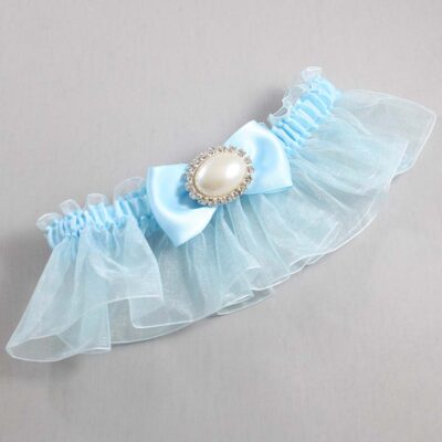Alice Blue and Light-Blue Organza Wedding Garter / Solid Blue Wedding Garters / Wedding Garter / Custom Wedding Garter / Bridal Garter / Prom Garter / Linda Joyce Couture / Personalized Garter / Personalized Wedding Garter / Personalized Prom Garter