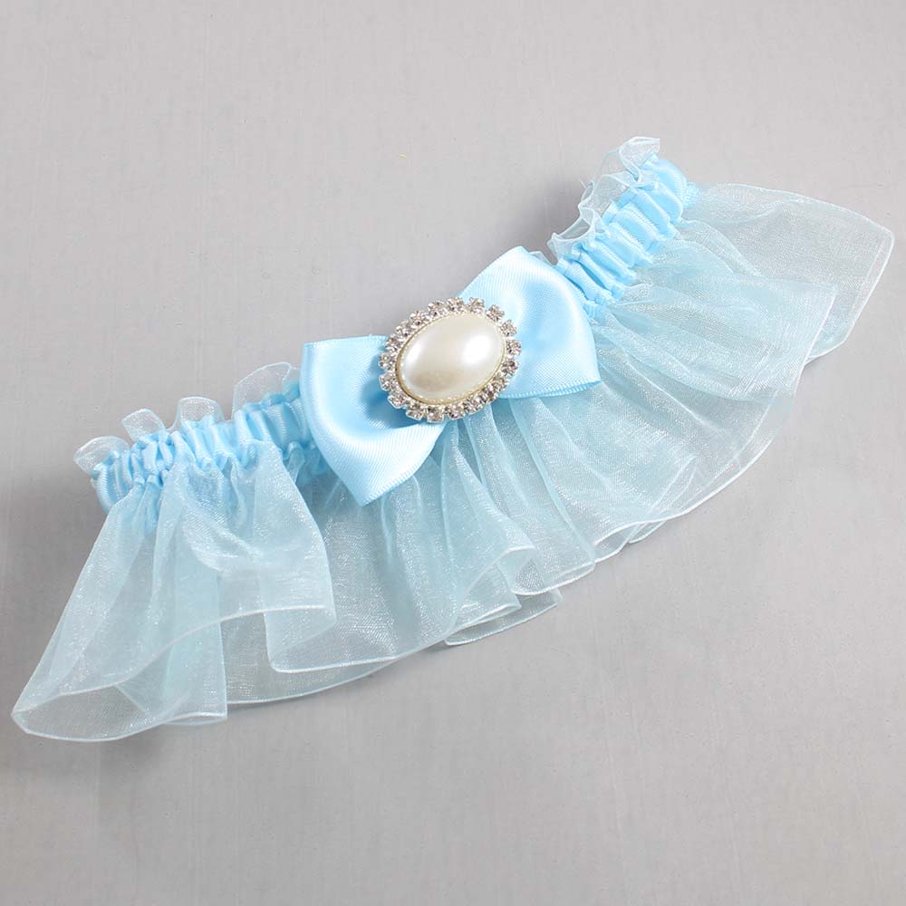 Alice Blue and Light-Blue Organza Wedding Garter / Solid Blue Wedding Garters / Wedding Garter / Custom Wedding Garter / Bridal Garter / Prom Garter / Linda Joyce Couture / Personalized Garter / Personalized Wedding Garter / Personalized Prom Garter