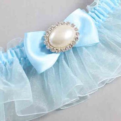 Alice Blue and Light-Blue Organza Wedding Garter / Solid Blue Wedding Garters / Wedding Garter / Custom Wedding Garter / Bridal Garter / Prom Garter / Linda Joyce Couture / Personalized Garter / Personalized Wedding Garter / Personalized Prom Garter