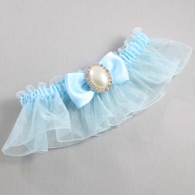 Alice Blue and Light-Blue Organza Wedding Garter / Solid Blue Wedding Garters / Wedding Garter / Custom Wedding Garter / Bridal Garter / Prom Garter / Linda Joyce Couture / Personalized Garter / Personalized Wedding Garter / Personalized Prom Garter