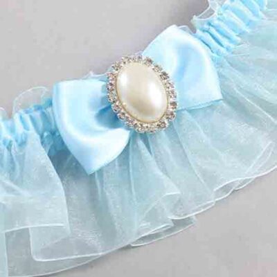 Alice Blue and Light-Blue Organza Wedding Garter / Solid Blue Wedding Garters / Wedding Garter / Custom Wedding Garter / Bridal Garter / Prom Garter / Linda Joyce Couture / Personalized Garter / Personalized Wedding Garter / Personalized Prom Garter