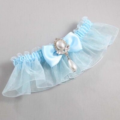 Alice Blue and Light-Blue Organza Wedding Garter / Solid Blue Wedding Garters / Wedding Garter / Custom Wedding Garter / Bridal Garter / Prom Garter / Linda Joyce Couture / Personalized Garter / Personalized Wedding Garter / Personalized Prom Garter