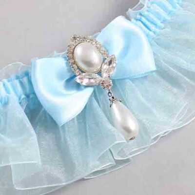 Alice Blue and Light-Blue Organza Wedding Garter / Solid Blue Wedding Garters / Wedding Garter / Custom Wedding Garter / Bridal Garter / Prom Garter / Linda Joyce Couture / Personalized Garter / Personalized Wedding Garter / Personalized Prom Garter