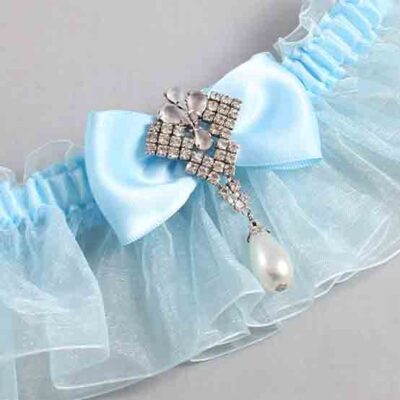 Alice Blue and Light-Blue Organza Wedding Garter / Solid Blue Wedding Garters / Wedding Garter / Custom Wedding Garter / Bridal Garter / Prom Garter / Linda Joyce Couture / Personalized Garter / Personalized Wedding Garter / Personalized Prom Garter