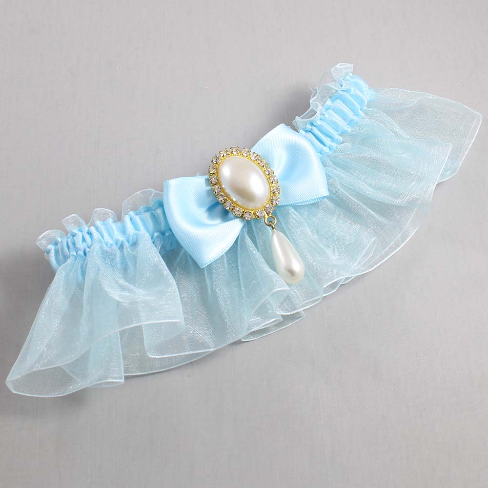 Alice Blue and Light-Blue Organza Wedding Garter / Solid Blue Wedding Garters / Wedding Garter / Custom Wedding Garter / Bridal Garter / Prom Garter / Linda Joyce Couture / Personalized Garter / Personalized Wedding Garter / Personalized Prom Garter