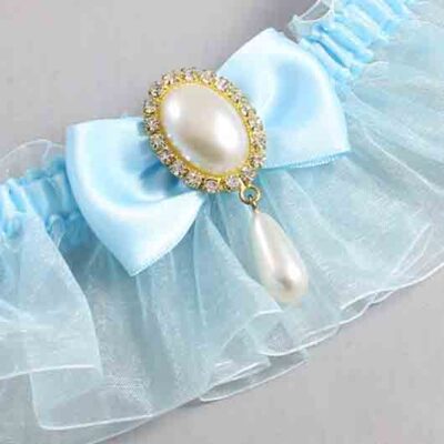 Alice Blue and Light-Blue Organza Wedding Garter / Solid Blue Wedding Garters / Wedding Garter / Custom Wedding Garter / Bridal Garter / Prom Garter / Linda Joyce Couture / Personalized Garter / Personalized Wedding Garter / Personalized Prom Garter
