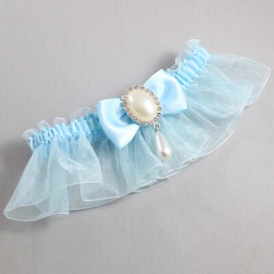 Alice Blue and Light-Blue Organza Wedding Garter / Solid Blue Wedding Garters / Wedding Garter / Custom Wedding Garter / Bridal Garter / Prom Garter / Linda Joyce Couture / Personalized Garter / Personalized Wedding Garter / Personalized Prom Garter