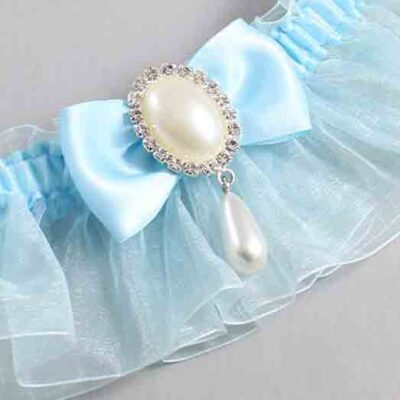 Alice Blue and Light-Blue Organza Wedding Garter / Solid Blue Wedding Garters / Wedding Garter / Custom Wedding Garter / Bridal Garter / Prom Garter / Linda Joyce Couture / Personalized Garter / Personalized Wedding Garter / Personalized Prom Garter