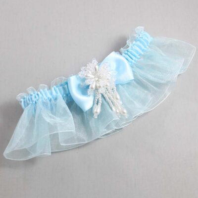 Alice Blue and Light-Blue Organza Wedding Garter / Solid Blue Wedding Garters / Wedding Garter / Custom Wedding Garter / Bridal Garter / Prom Garter / Linda Joyce Couture / Personalized Garter / Personalized Wedding Garter / Personalized Prom Garter