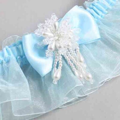 Alice Blue and Light-Blue Organza Wedding Garter / Solid Blue Wedding Garters / Wedding Garter / Custom Wedding Garter / Bridal Garter / Prom Garter / Linda Joyce Couture / Personalized Garter / Personalized Wedding Garter / Personalized Prom Garter