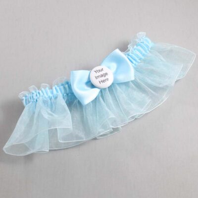 Alice Blue and Light-Blue Organza Wedding Garter / Solid Blue Wedding Garters / Wedding Garter / Custom Wedding Garter / Bridal Garter / Prom Garter / Linda Joyce Couture / Personalized Garter / Personalized Wedding Garter / Personalized Prom Garter
