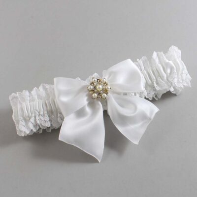 White Lace Wedding Garter / Solid White Wedding Garters / Wedding Garter / Custom Wedding Garter / Bridal Garter / Prom Garter / Linda Joyce Couture / Personalized Garter / Personalized Wedding Garter / Personalized Prom Garter