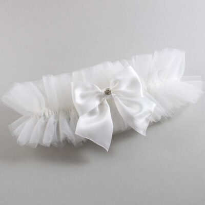 Solid White Tulle Wedding Garter / Solid White Wedding Garters/  Wedding Garter / Custom Wedding Garter / Bridal Garter / Prom Garter / Linda Joyce Couture / Personalized Garter / Personalized Wedding Garter / Personalized Prom Garter