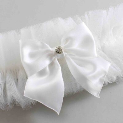 Solid White Tulle Wedding Garter / Solid White Wedding Garters/  Wedding Garter / Custom Wedding Garter / Bridal Garter / Prom Garter / Linda Joyce Couture / Personalized Garter / Personalized Wedding Garter / Personalized Prom Garter