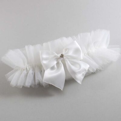 Solid White Tulle Wedding Garter / Solid White Wedding Garters/  Wedding Garter / Custom Wedding Garter / Bridal Garter / Prom Garter / Linda Joyce Couture / Personalized Garter / Personalized Wedding Garter / Personalized Prom Garter
