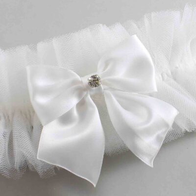 Solid White Tulle Wedding Garter / Solid White Wedding Garters/  Wedding Garter / Custom Wedding Garter / Bridal Garter / Prom Garter / Linda Joyce Couture / Personalized Garter / Personalized Wedding Garter / Personalized Prom Garter