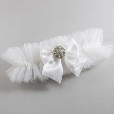 Solid White Tulle Wedding Garter / Solid White Wedding Garters/  Wedding Garter / Custom Wedding Garter / Bridal Garter / Prom Garter / Linda Joyce Couture / Personalized Garter / Personalized Wedding Garter / Personalized Prom Garter