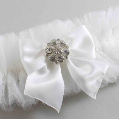 Solid White Tulle Wedding Garter / Solid White Wedding Garters/  Wedding Garter / Custom Wedding Garter / Bridal Garter / Prom Garter / Linda Joyce Couture / Personalized Garter / Personalized Wedding Garter / Personalized Prom Garter