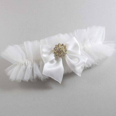 Solid White Tulle Wedding Garter / Solid White Wedding Garters/  Wedding Garter / Custom Wedding Garter / Bridal Garter / Prom Garter / Linda Joyce Couture / Personalized Garter / Personalized Wedding Garter / Personalized Prom Garter