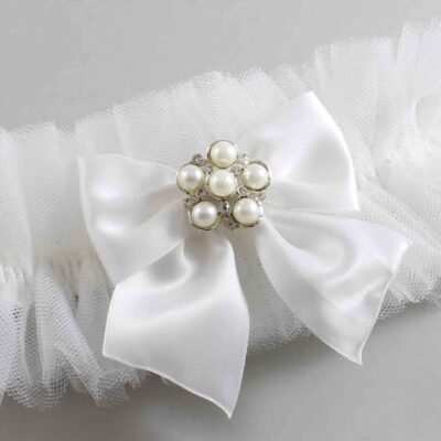 Solid White Tulle Wedding Garter / Solid White Wedding Garters/  Wedding Garter / Custom Wedding Garter / Bridal Garter / Prom Garter / Linda Joyce Couture / Personalized Garter / Personalized Wedding Garter / Personalized Prom Garter
