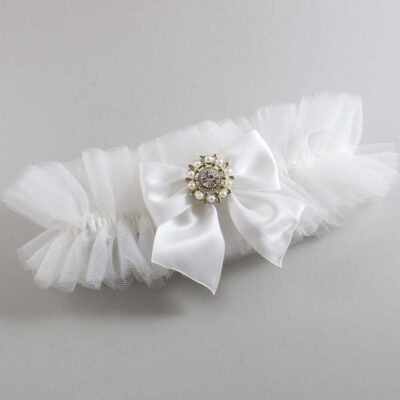 Solid White Tulle Wedding Garter / Solid White Wedding Garters/ Wedding Garter / Custom Wedding Garter / Bridal Garter / Prom Garter / Linda Joyce Couture / Personalized Garter / Personalized Wedding Garter / Personalized Prom Garter