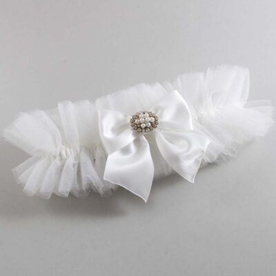Solid White Tulle Wedding Garter / Solid White Wedding Garters/ Wedding Garter / Custom Wedding Garter / Bridal Garter / Prom Garter / Linda Joyce Couture / Personalized Garter / Personalized Wedding Garter / Personalized Prom Garter