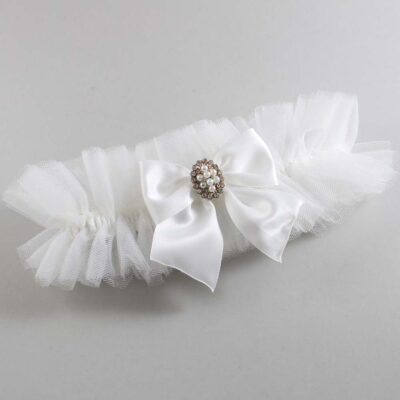 Solid White Tulle Wedding Garter / Solid White Wedding Garters/  Wedding Garter / Custom Wedding Garter / Bridal Garter / Prom Garter / Linda Joyce Couture / Personalized Garter / Personalized Wedding Garter / Personalized Prom Garter