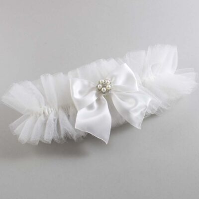 Solid White Tulle Wedding Garter / Solid White Wedding Garters/  Wedding Garter / Custom Wedding Garter / Bridal Garter / Prom Garter / Linda Joyce Couture / Personalized Garter / Personalized Wedding Garter / Personalized Prom Garter