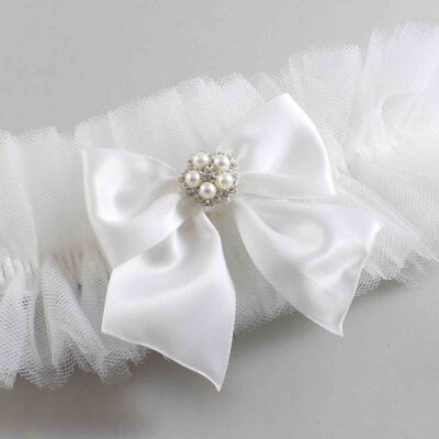 Solid White Tulle Wedding Garter / Solid White Wedding Garters/  Wedding Garter / Custom Wedding Garter / Bridal Garter / Prom Garter / Linda Joyce Couture / Personalized Garter / Personalized Wedding Garter / Personalized Prom Garter