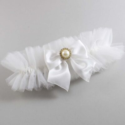 Solid White Tulle Wedding Garter / Solid White Wedding Garters/  Wedding Garter / Custom Wedding Garter / Bridal Garter / Prom Garter / Linda Joyce Couture / Personalized Garter / Personalized Wedding Garter / Personalized Prom Garter