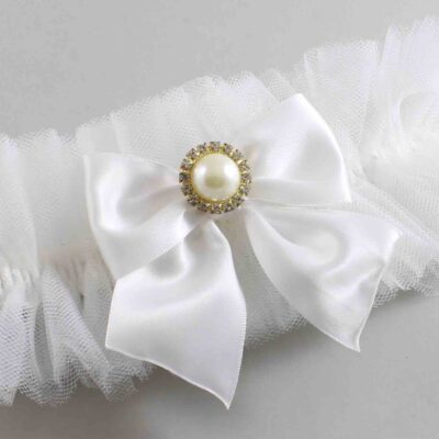 Solid White Tulle Wedding Garter / Solid White Wedding Garters/  Wedding Garter / Custom Wedding Garter / Bridal Garter / Prom Garter / Linda Joyce Couture / Personalized Garter / Personalized Wedding Garter / Personalized Prom Garter