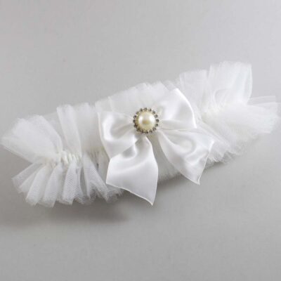 Solid White Tulle Wedding Garter / Solid White Wedding Garters/  Wedding Garter / Custom Wedding Garter / Bridal Garter / Prom Garter / Linda Joyce Couture / Personalized Garter / Personalized Wedding Garter / Personalized Prom Garter