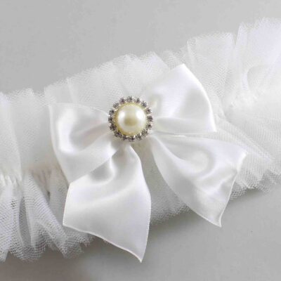 Solid White Tulle Wedding Garter / Solid White Wedding Garters/  Wedding Garter / Custom Wedding Garter / Bridal Garter / Prom Garter / Linda Joyce Couture / Personalized Garter / Personalized Wedding Garter / Personalized Prom Garter